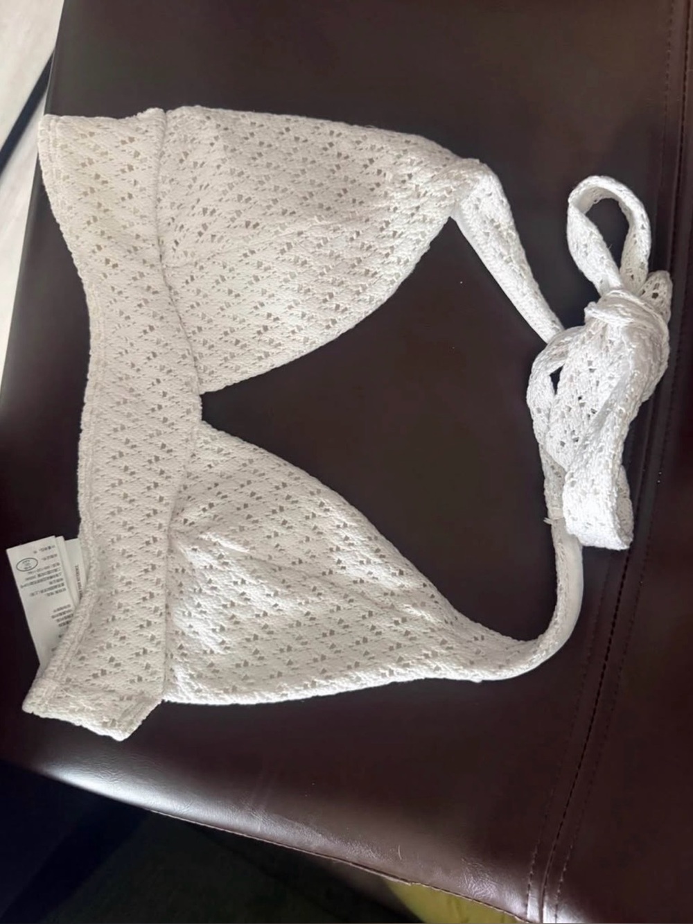 Hollister White Crochet Triangle Bikini Top